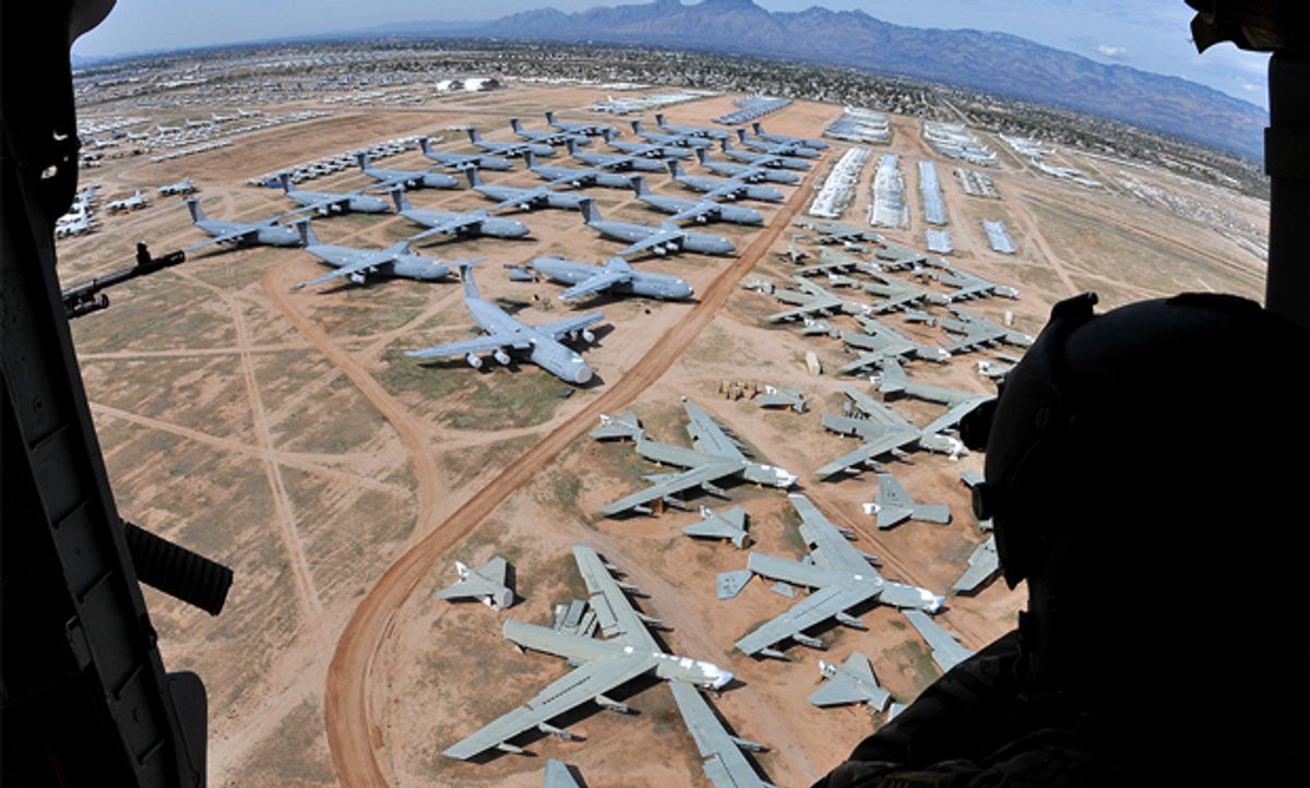 Aerial image of aircrafts in 'The Boneyard.'