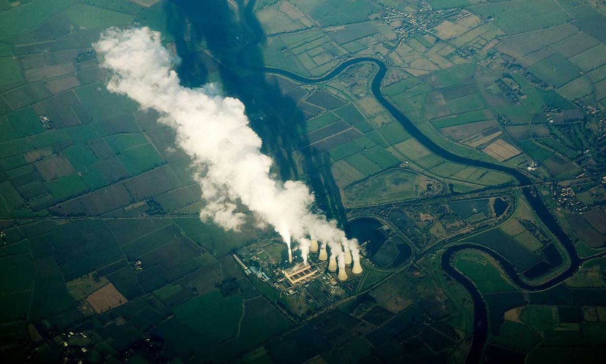 Aerial view of a coal-fired power plant