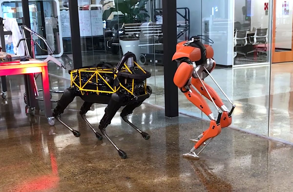Agility Robotics' Cassie and Boston Dynamics' Spot have a robot playdate at Playground Global