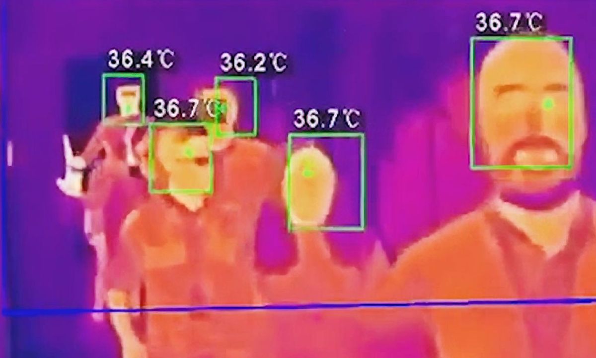 Altoros image of a group of people and their temperatures.