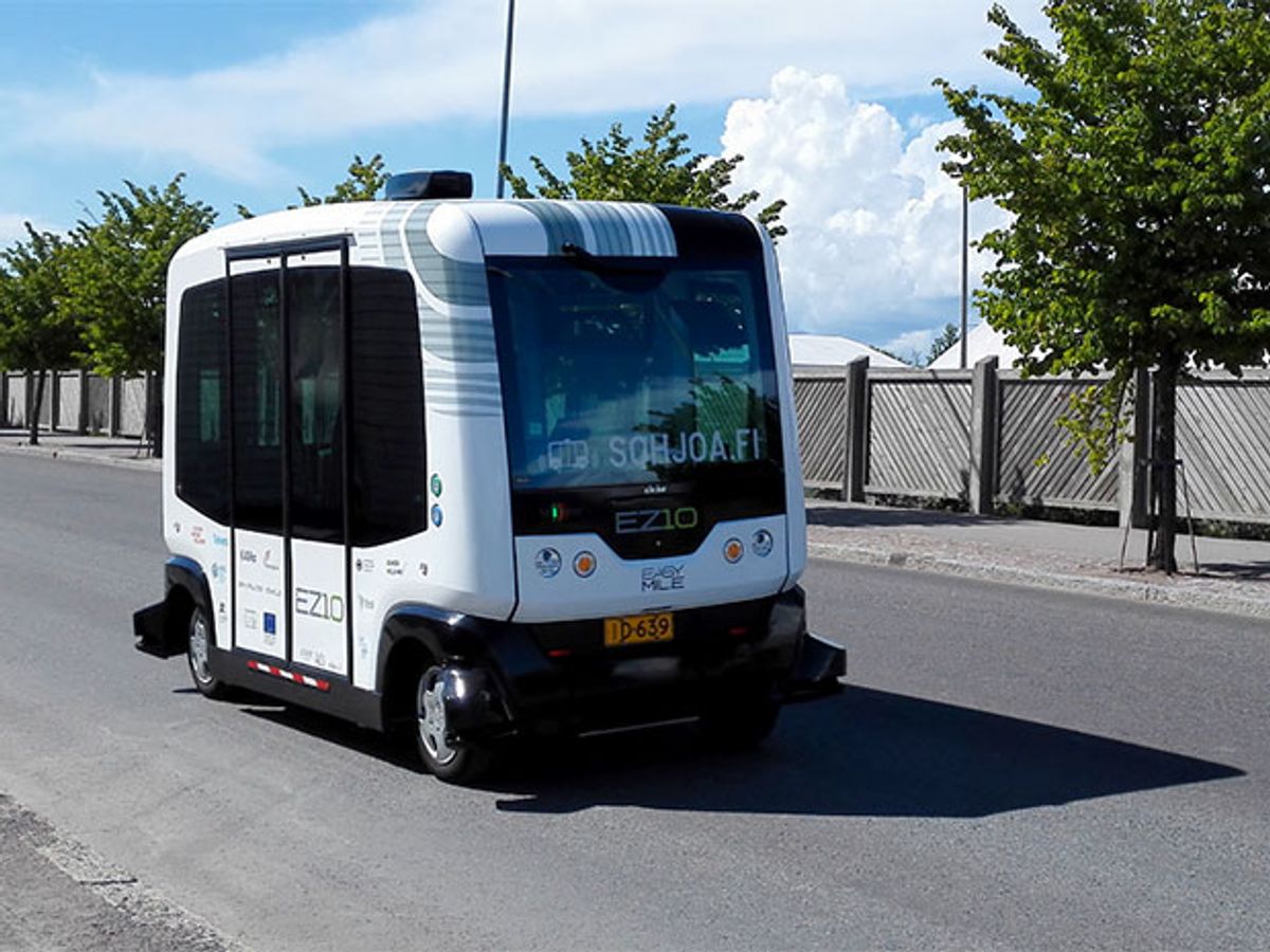 An EasyMile EZ10 self-driving bus in Helsinki.