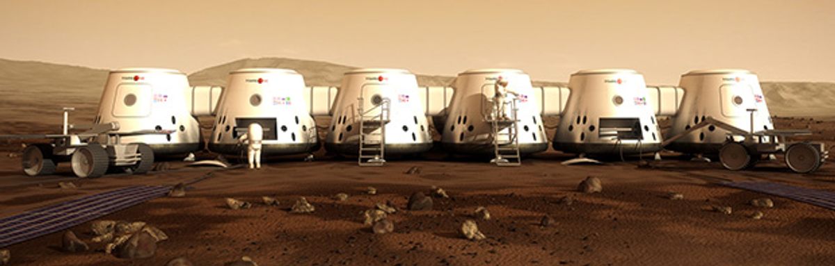 An illustration of a Mars One colony