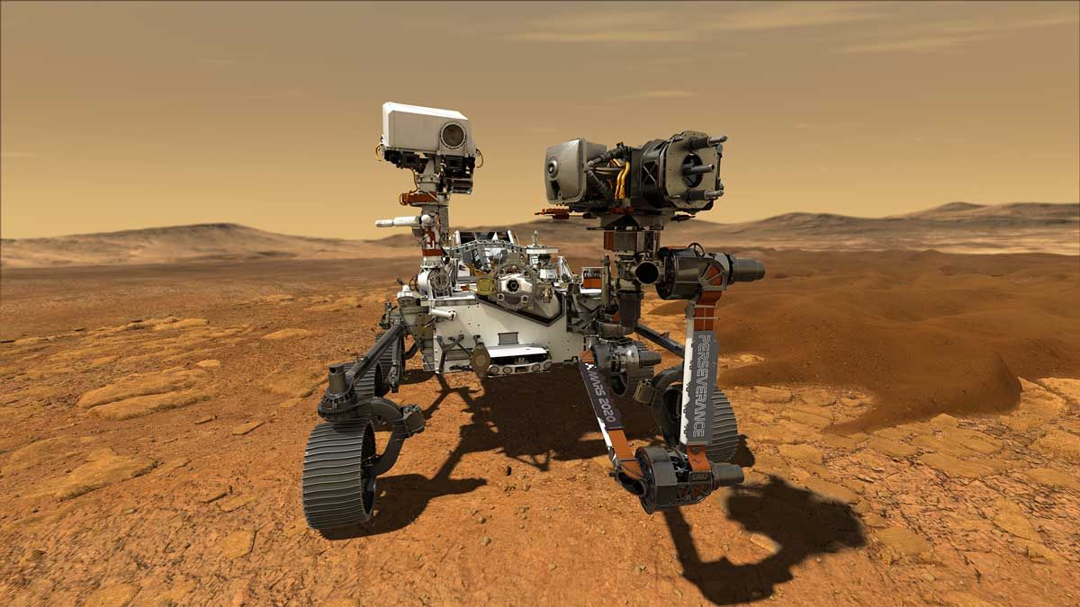 An illustration of how NASA's Perseverance rover will look after it lands on Mars.