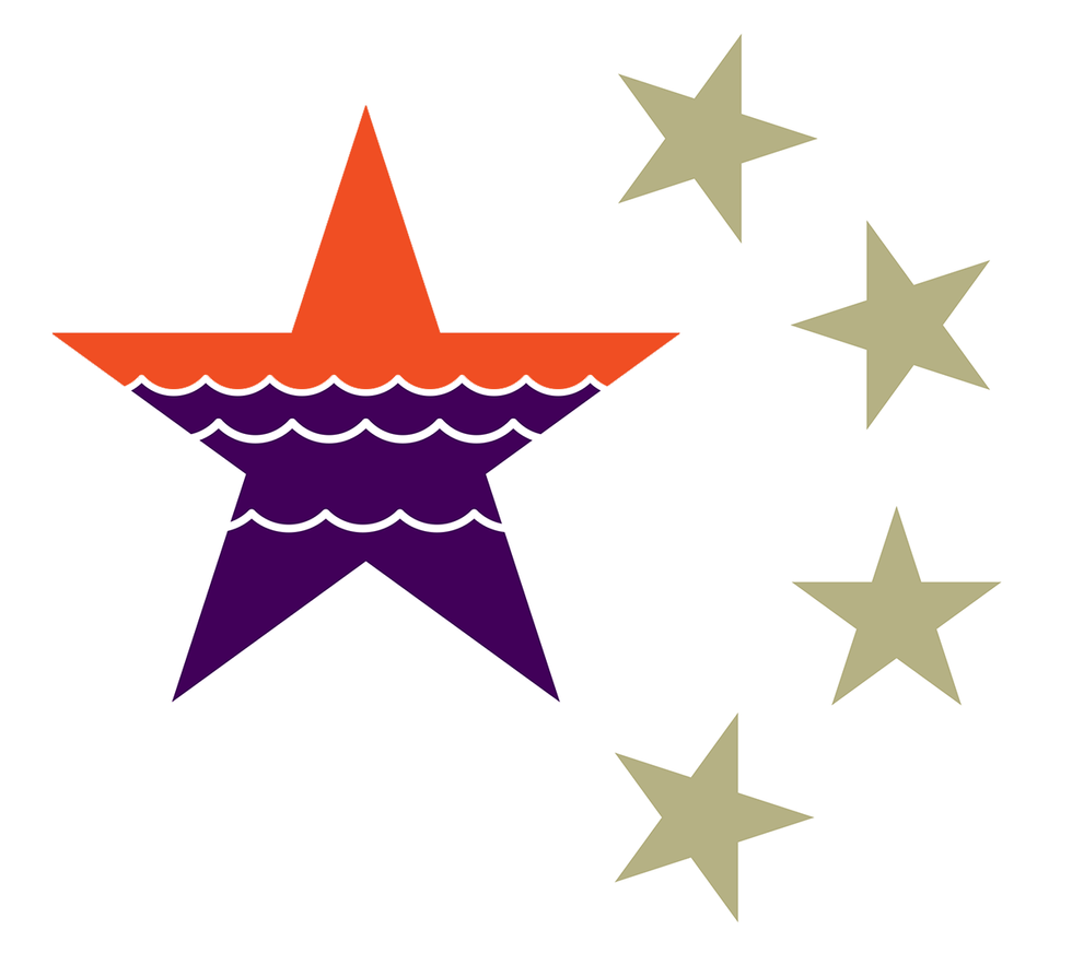 رسم توضيحي لنجم بداخله ماء مع 4 نجوم على اليمين.