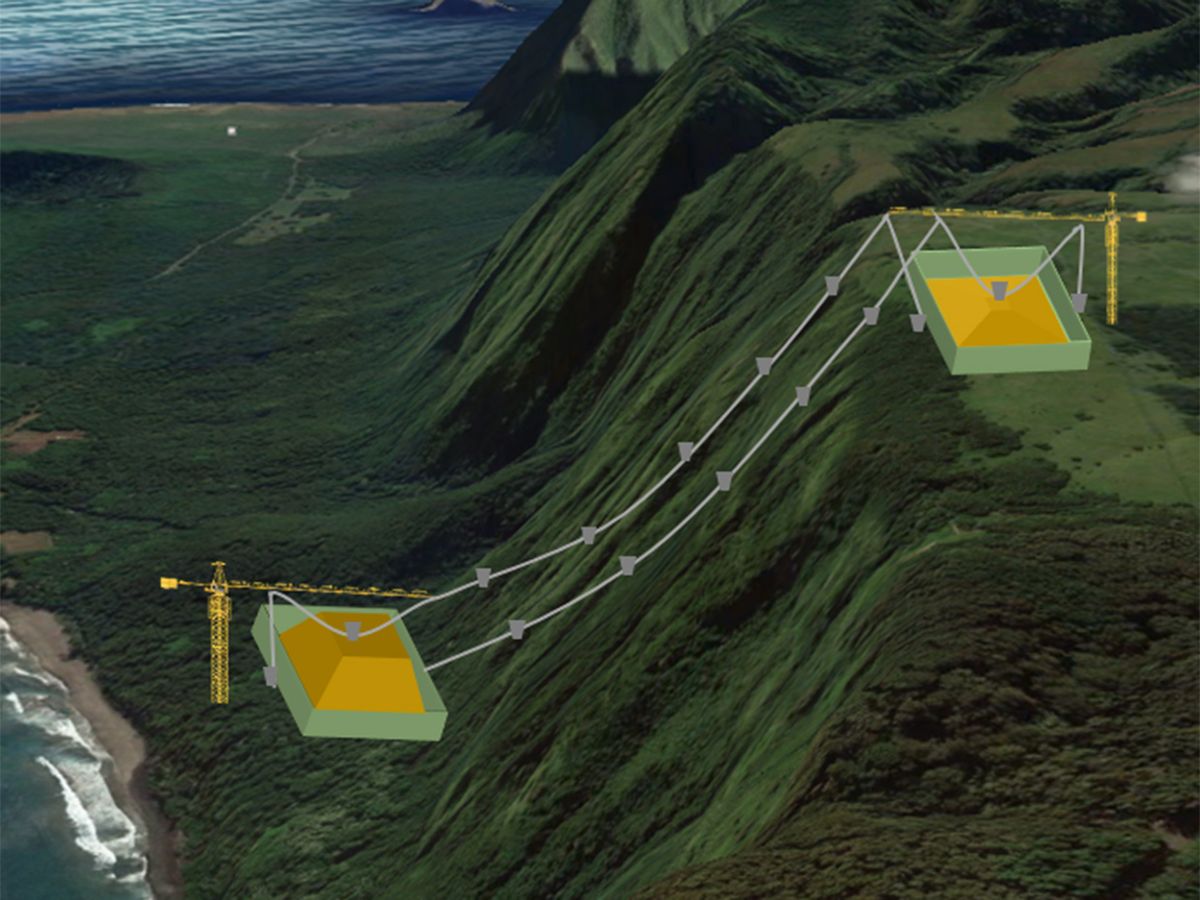 An illustration shows how sites would be configured for a hypothetical mountain energy storage system.