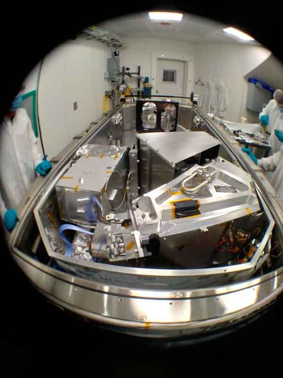 An image of the optical components of the NEID spectrograph