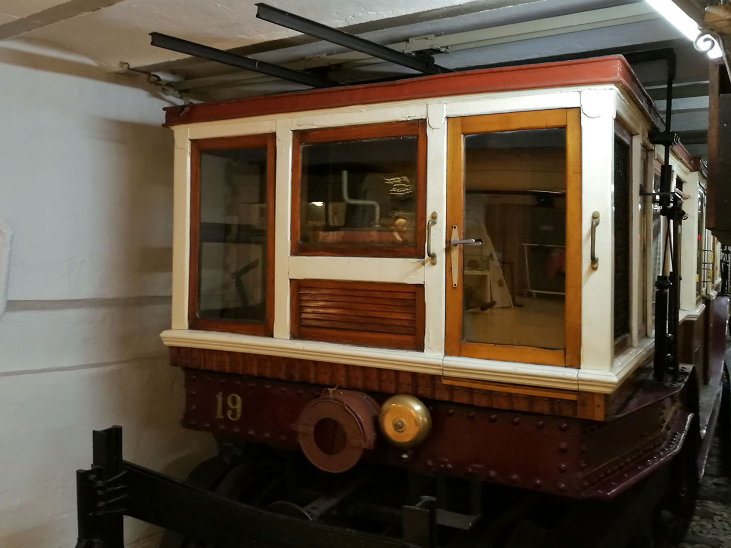 An original tram car of the Budapest Metro Line No. 1 displayed at the Budapest Underground Railway Museum.
