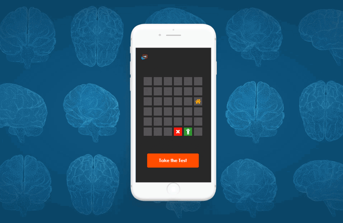Animated gif illustration of a memory test on the Savonix Alzheimer’s Disease Discovery (ASSIST) Study app