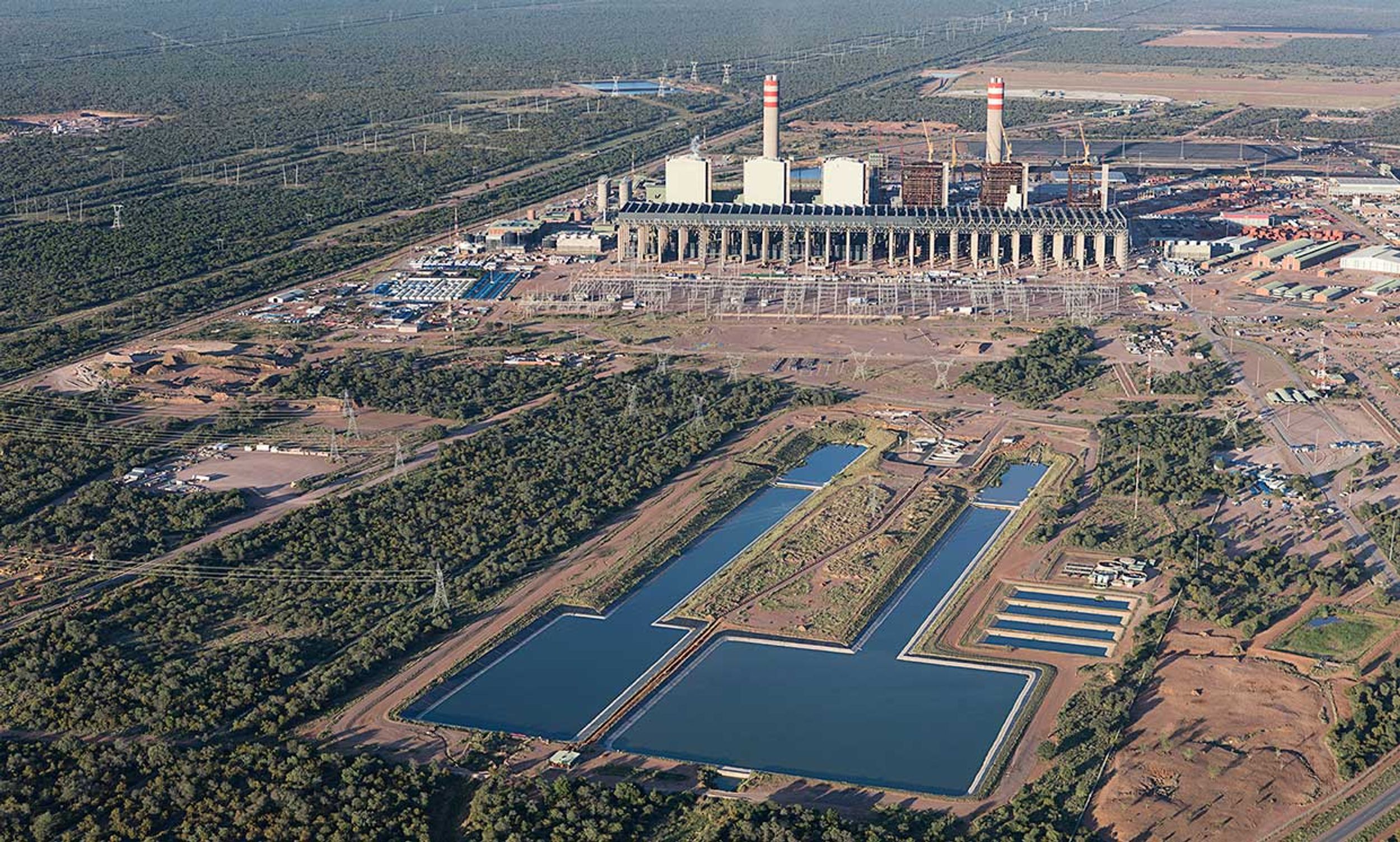 arial shot of the contentious Medupi power station in South Africa.