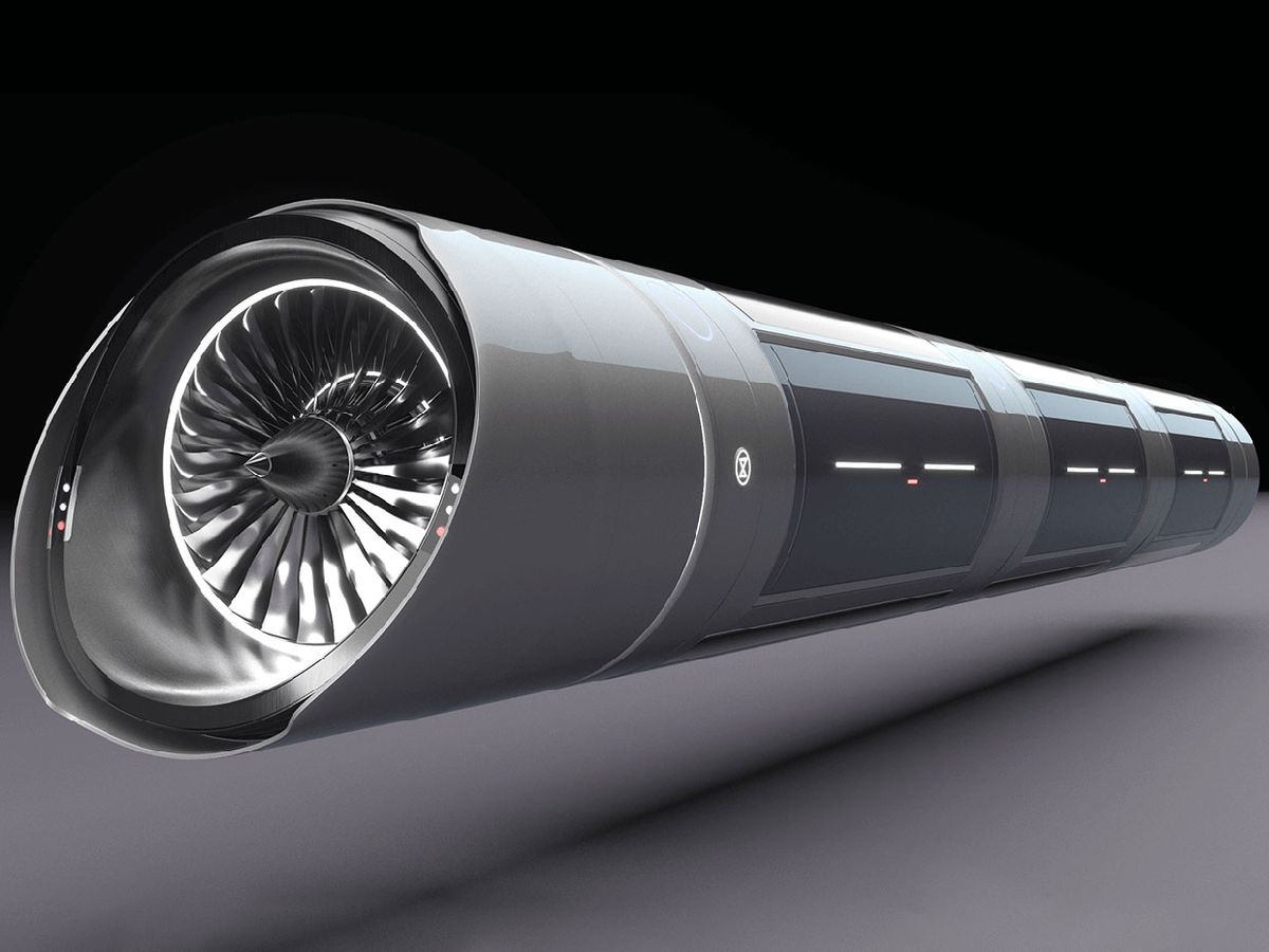 Artist's conceptual illustration of the Zeleros hyperloop vehicle.