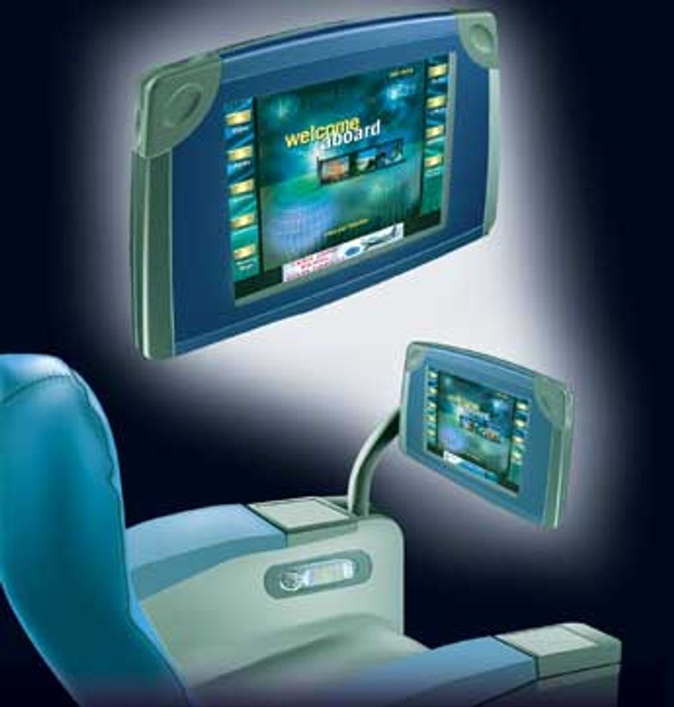 artist's rendering of the new iSeries of inflight entertainment systems from Thales Avionics