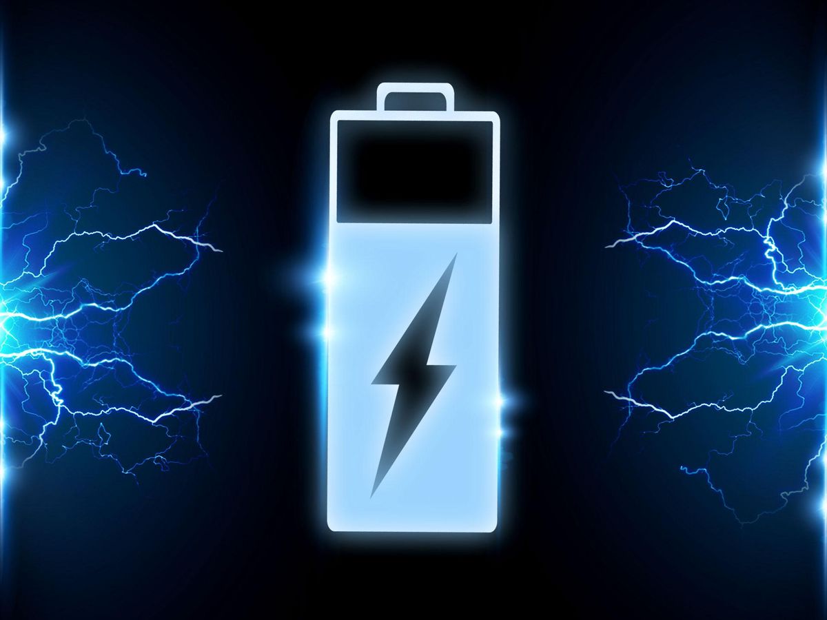 battery icon with lightning bolts on sides