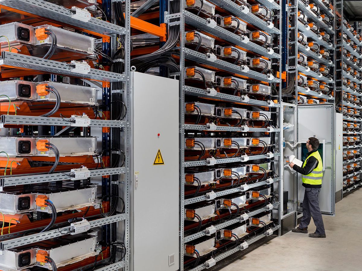 BMW's battery storage farm at its plant in Leipzig, Germany.