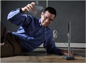 BYU engineer Brian Mazzeo detects hidden flaws in concrete from the echoes of falling water droplets.