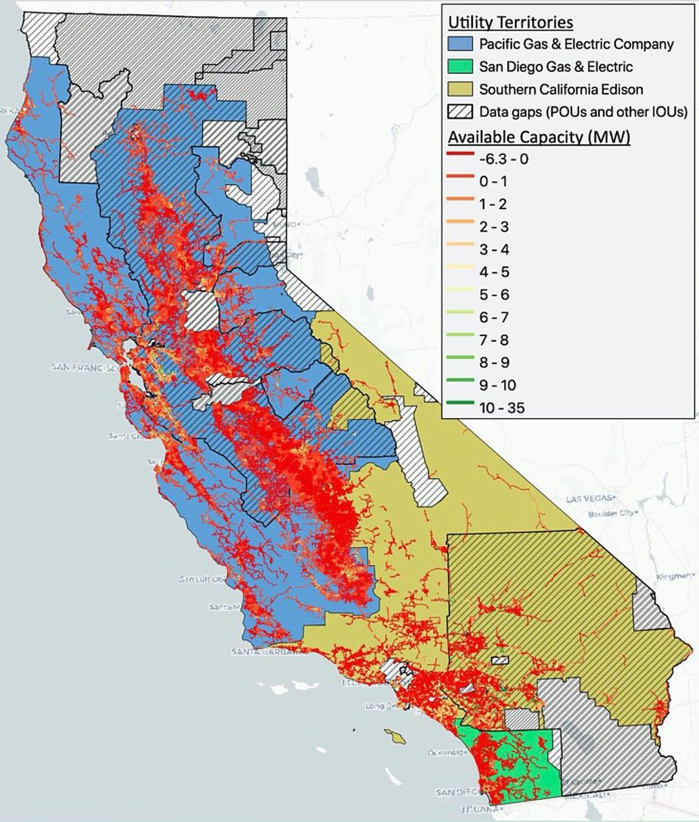 California Electricity Commission\u2019s electric capacity assessment map 