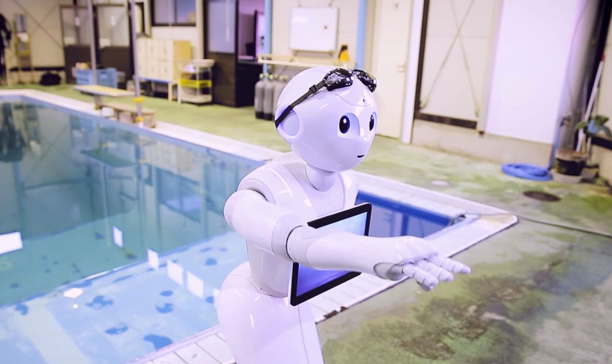 Can SoftBank's humanoid robot Pepper learn to swim?