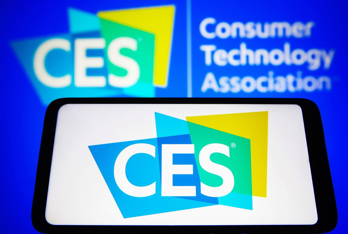 CES logo on a device and in the background