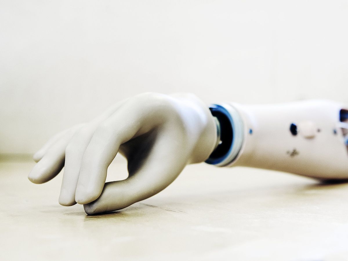 Close-up of a prosthetic hand
