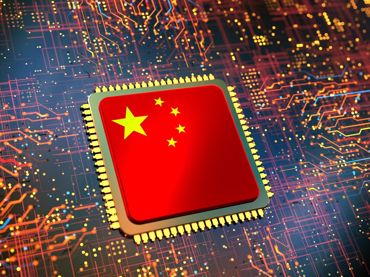 computer chip with chinese flag