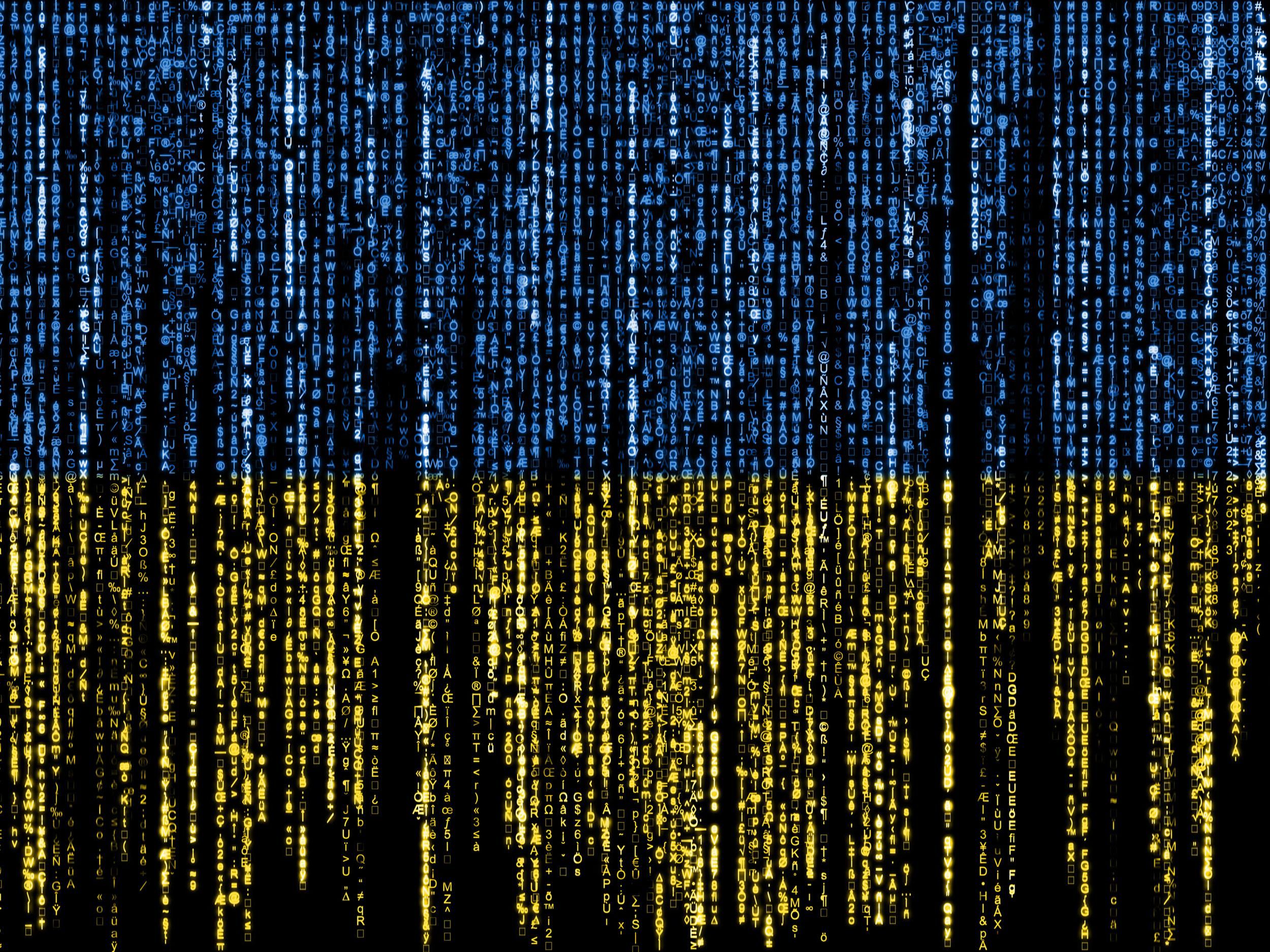 computer code in ukraine flag colors