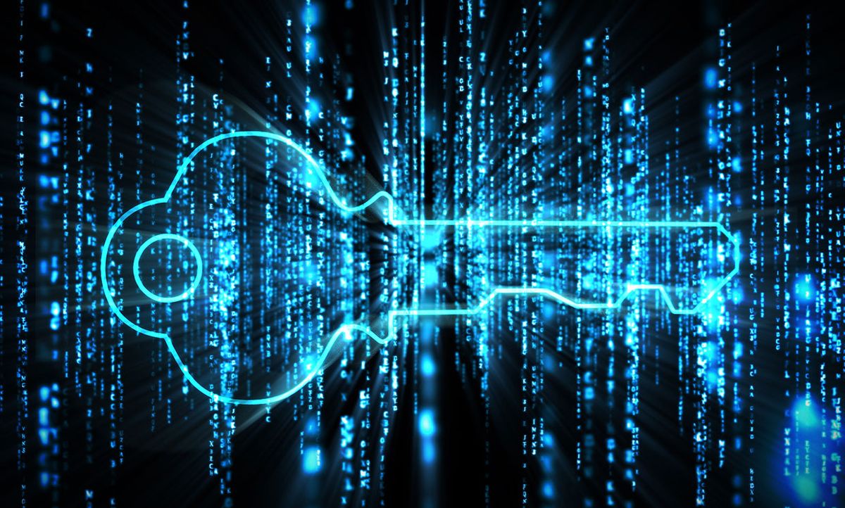 Conceptual illustration representing a quantum cryptography key.