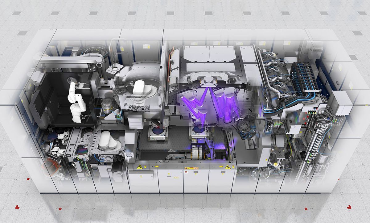 Cut out image showing the inner workings of an existing ASML EUV machine.