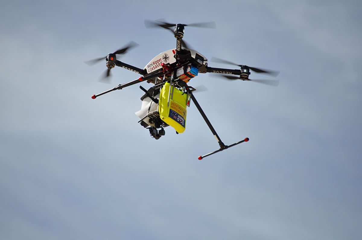 Delivery Drone Drops Life Preserver to Australian Swimmers