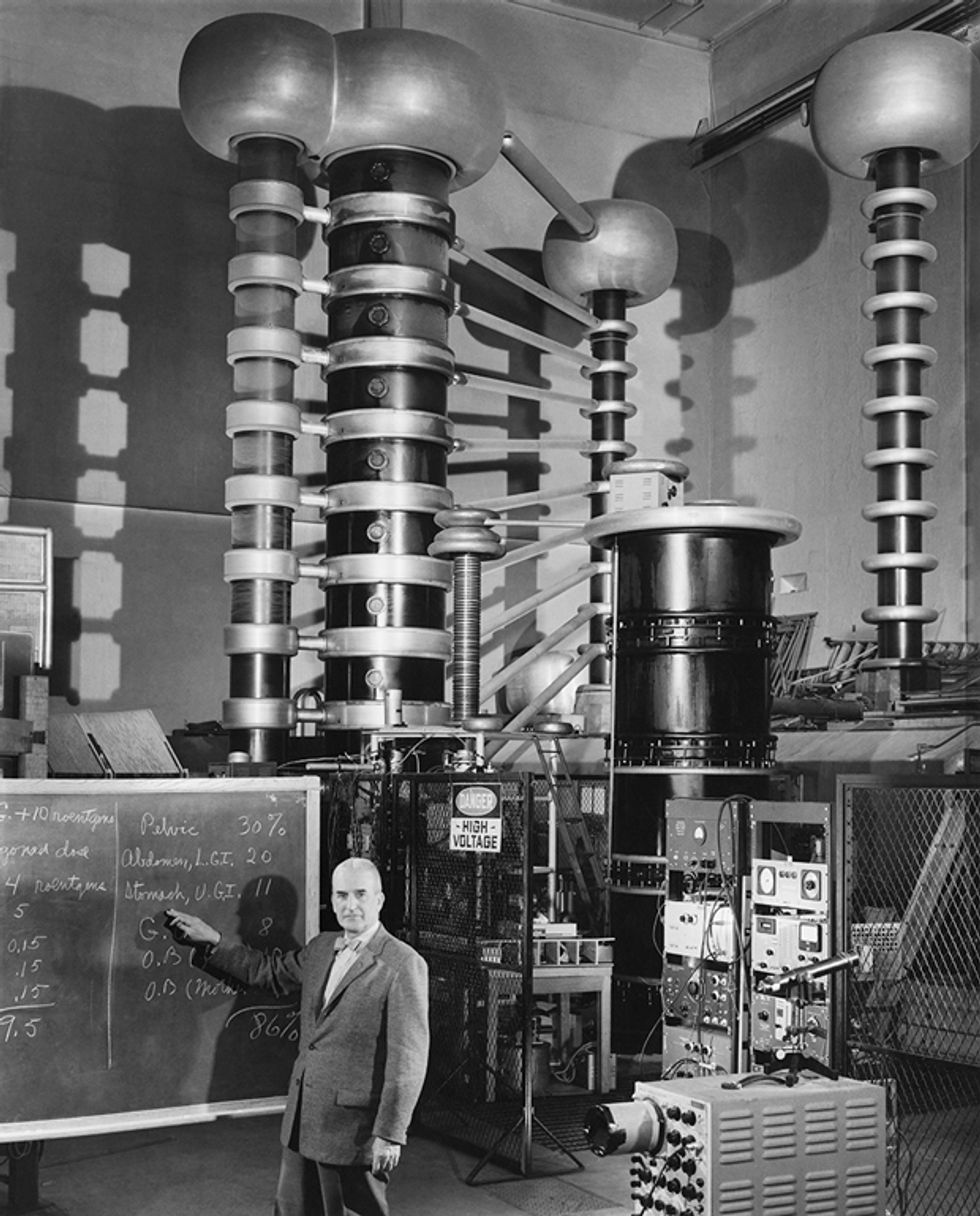 Dr Taylor with high voltage equipment