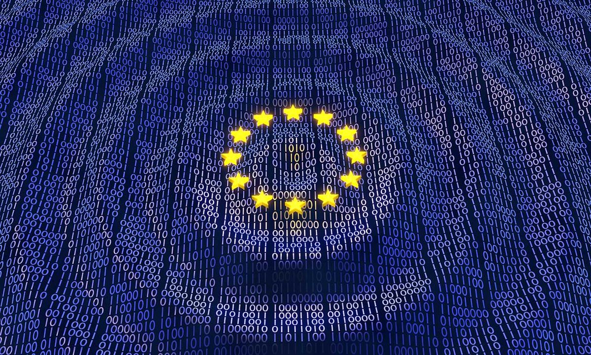 EU flag with binary numbers