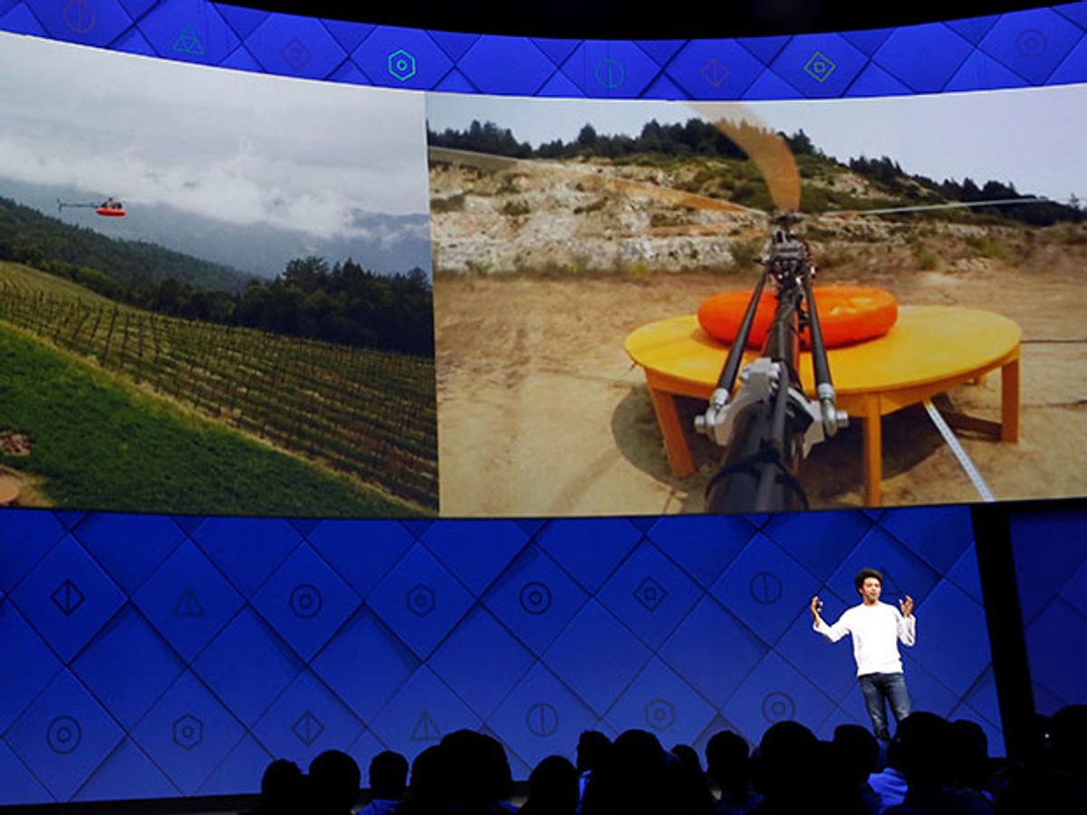 Facebook's Yael Maguire explains the company's Tether-tenna, a helicopter and cable system to replace traditional cell phone antennas