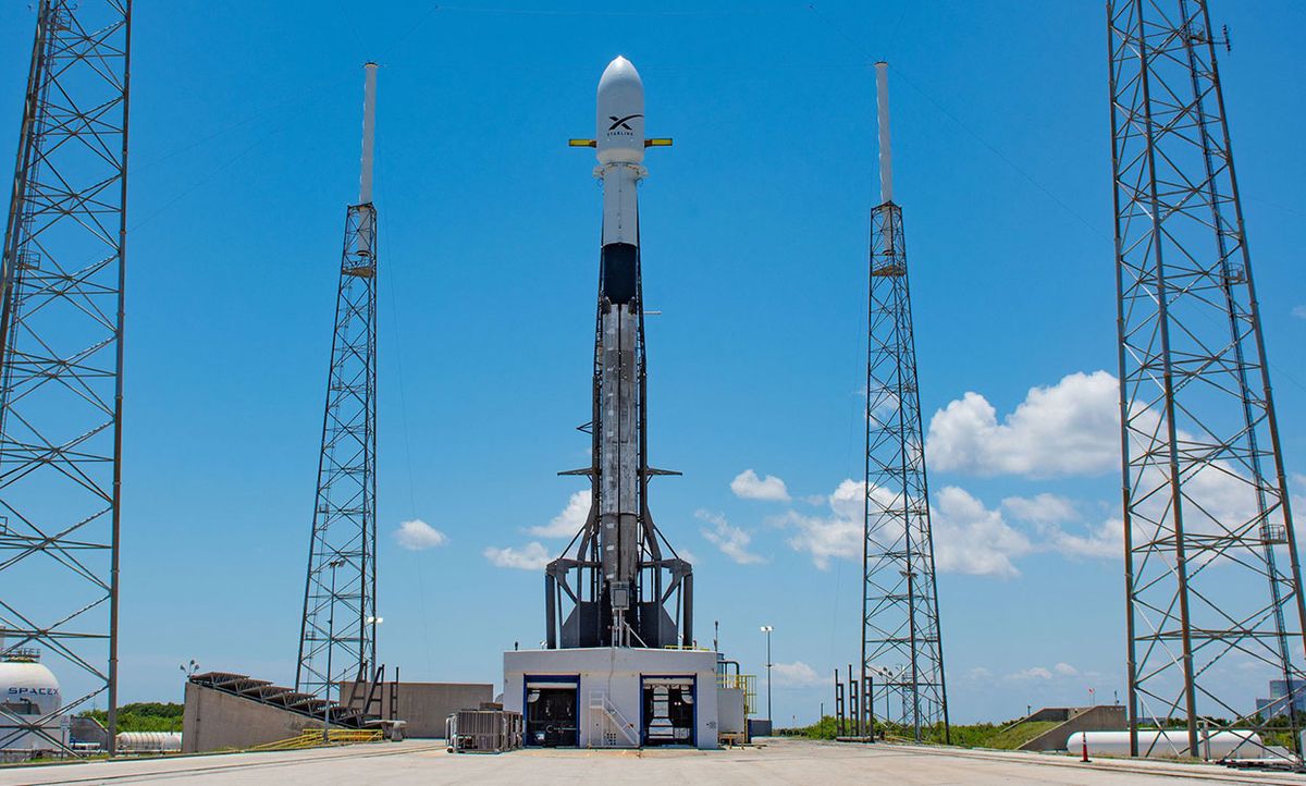 Falcon9 with Starlink satellites waiting for a future launch, on May 16, 2019.
