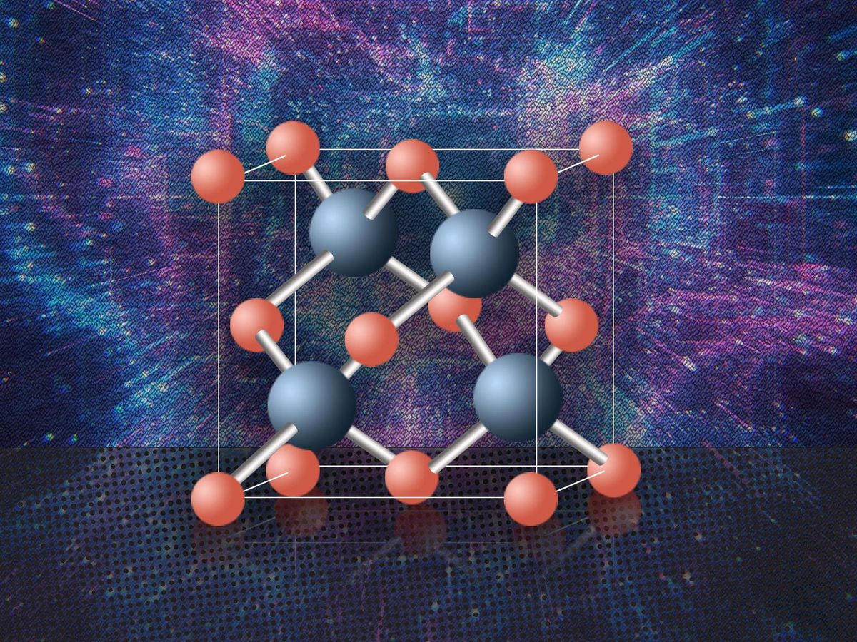Figure of cubic boron arsenide on a colorful background