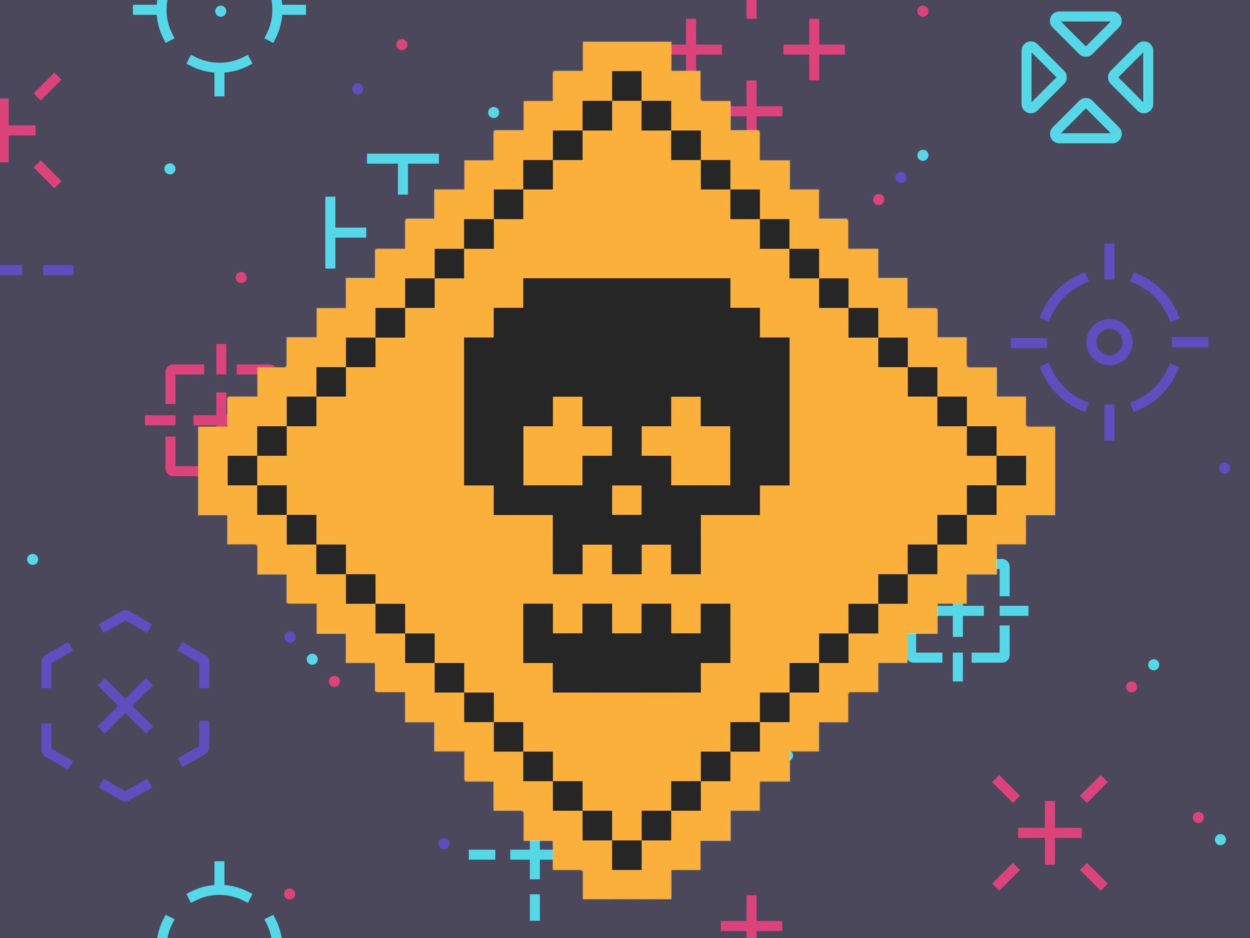 gaming background with yellow skull sign