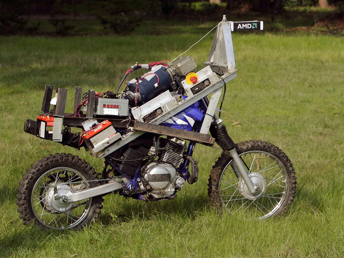 GhostRider, a riderless motorbike built by a team of engineers led by Anthony Levandowski for the DARPA Grand Challenge in 2004.
