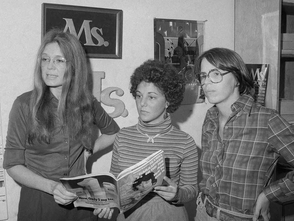 Gloria Steinem, Freada Klein and Karen Savigne in Ms. Magazine Office.