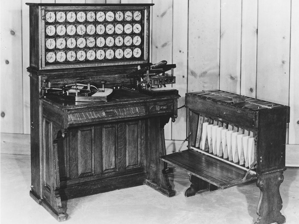 Herman Hollerith\u2019s punched-card computer, invented in the early 1880s, was inspired by the Jacquard loom