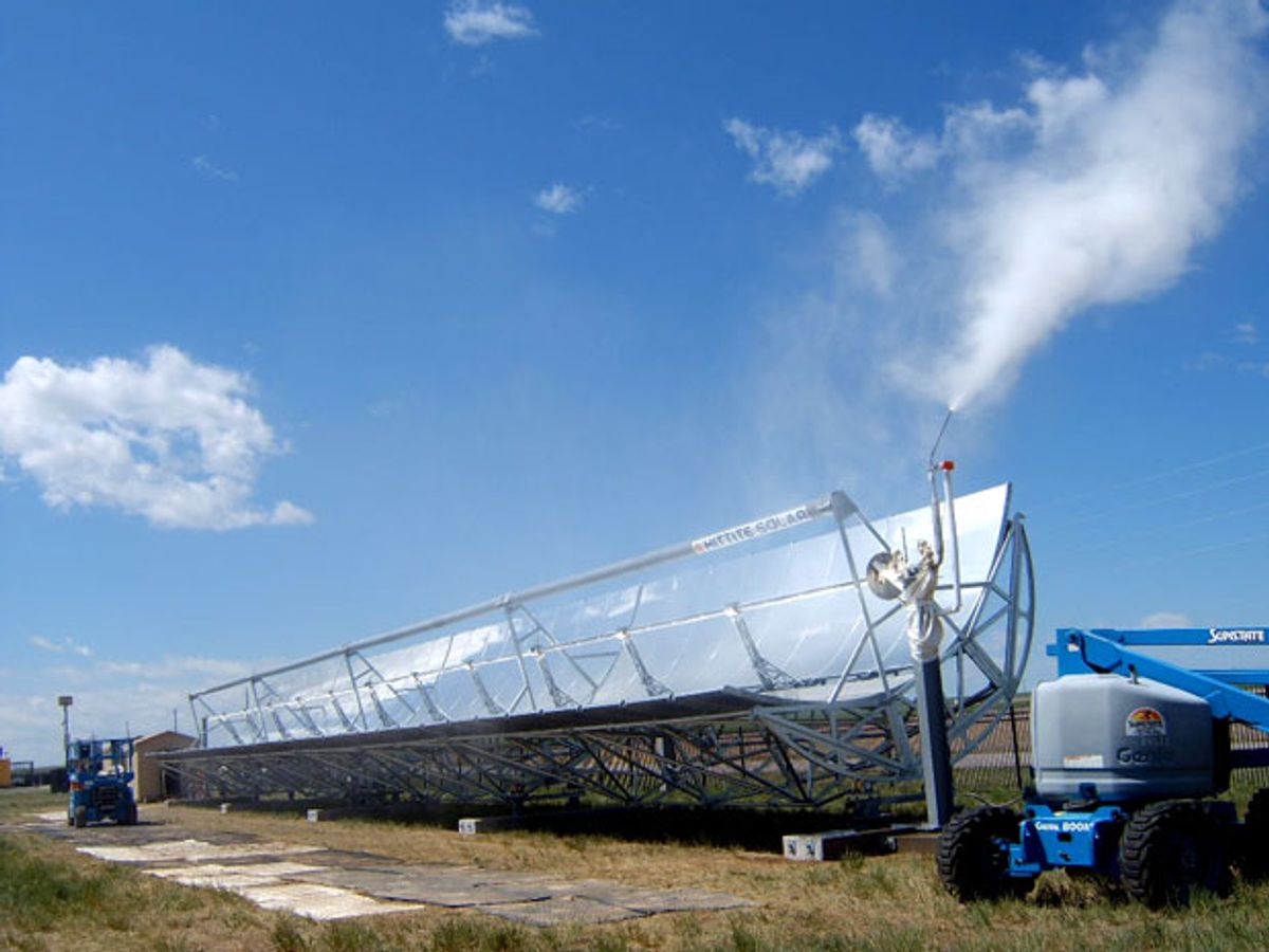 Hittite's solar thermal technology focuses sunlight on tubes that turn water into superheated steam.
