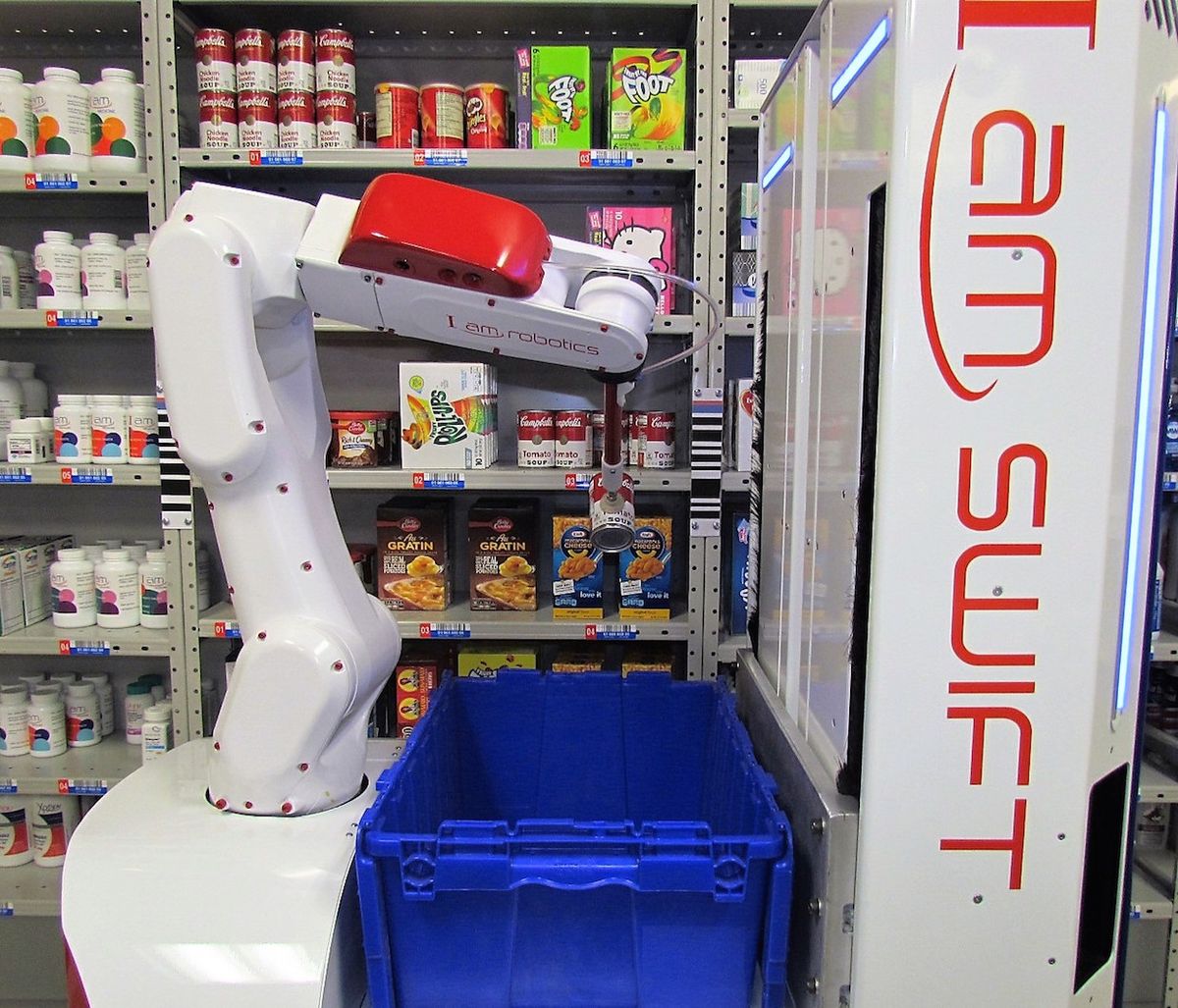 IAM Robotics robot picking object at warehouse