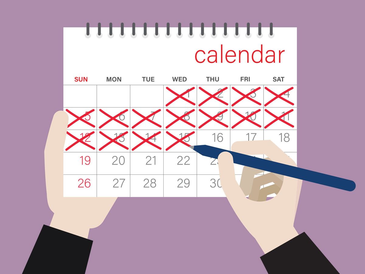 Illustration of a calendar with days checked off.  