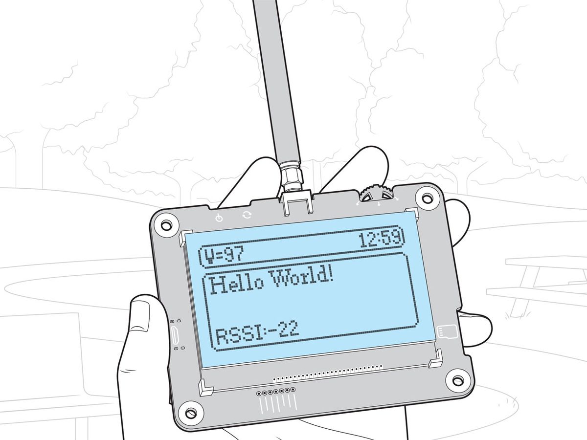 Illustration of a device saying "Hello Word"
