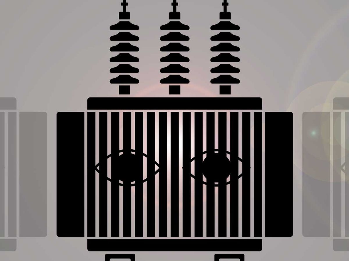 Illustration of a electrical transformer with eyes
