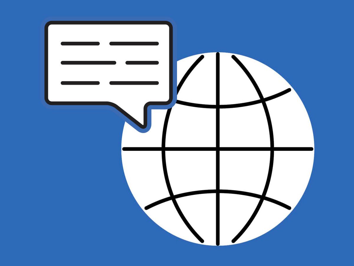 Illustration of a globe with a speech news bubble