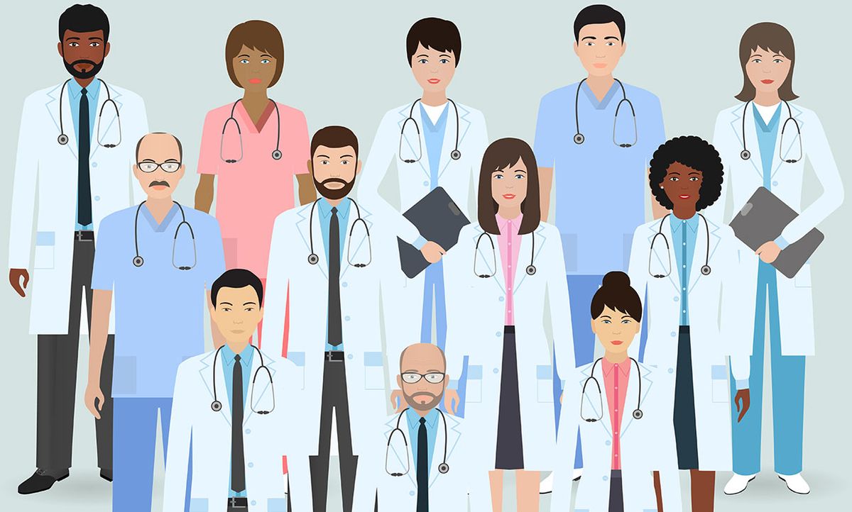 Illustration of a group of doctors.