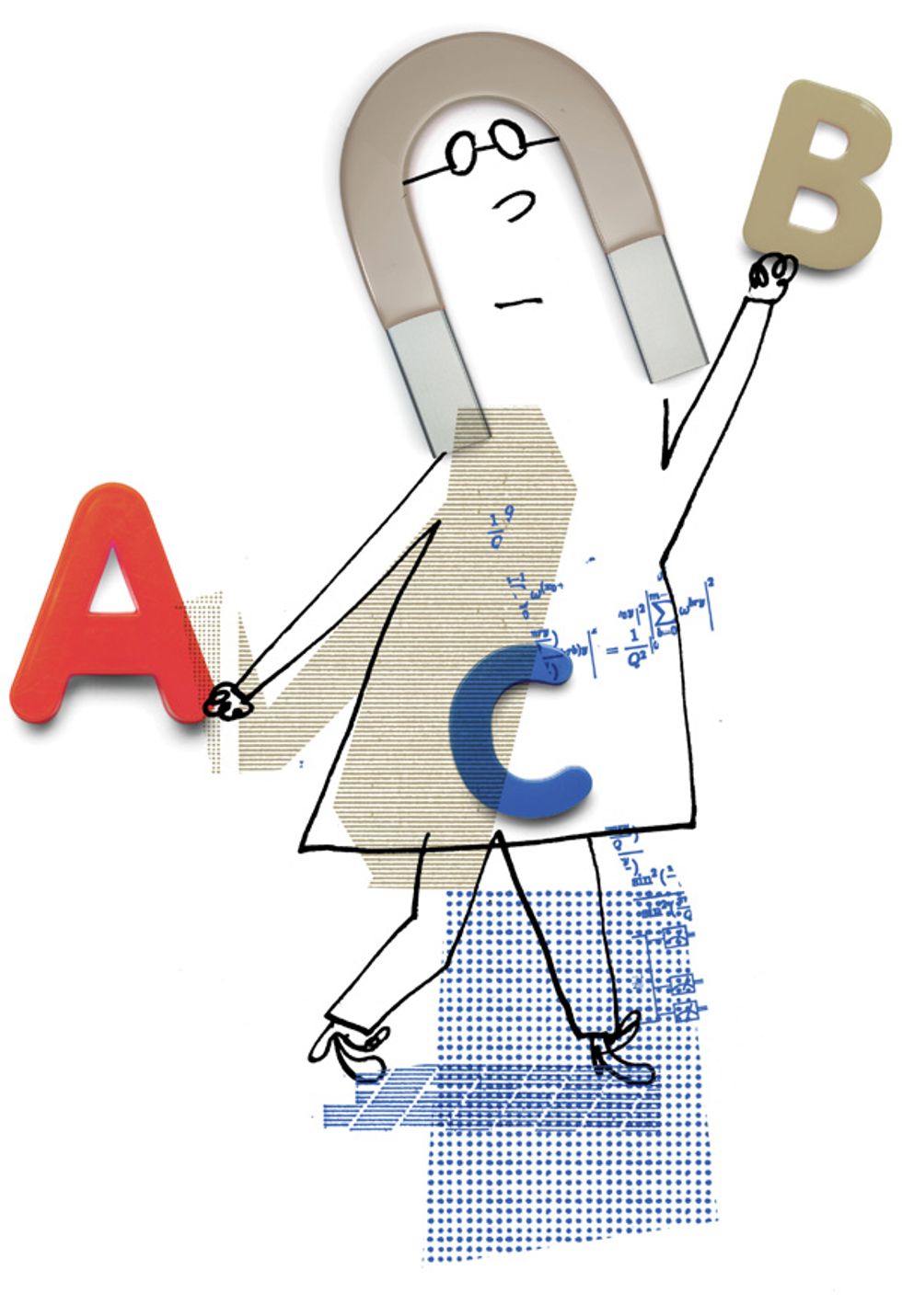 Illustration of a person holding letters 