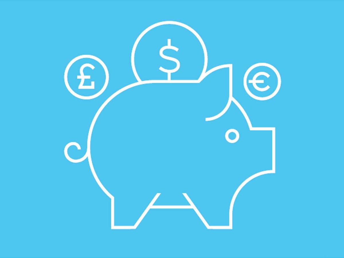 illustration of a piggy bank and money.