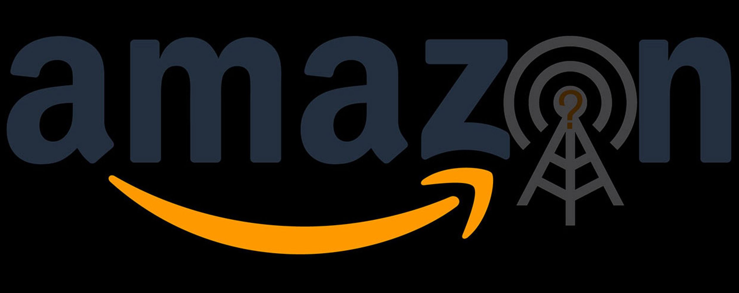 Illustration of Amazon's logo with a radio signal for the O and a question mark in it.