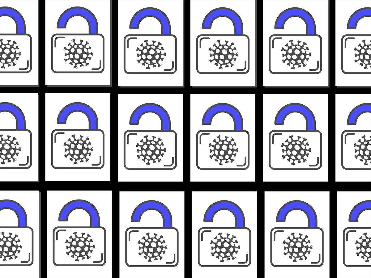 Illustration of locks and COVID