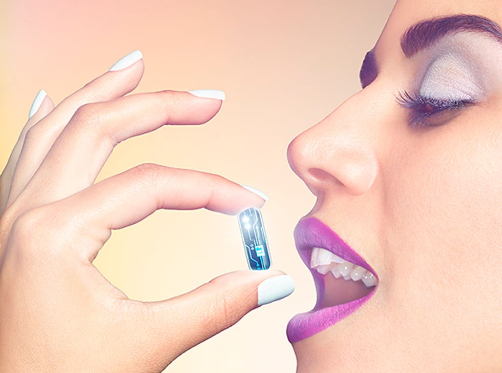 illustration of smart pill in hand