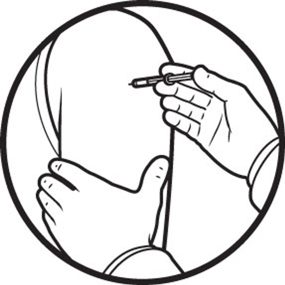Illustration of someone being injected with a needle.