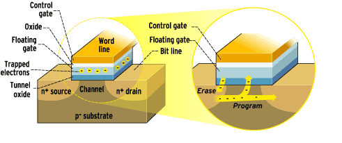 illustration showing floating polysilicon gate